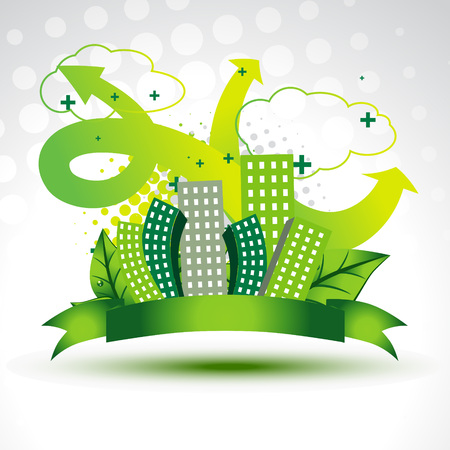 vector clean green city backgroundのイラスト素材