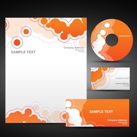 template set of business items in orange colorのイラスト素材