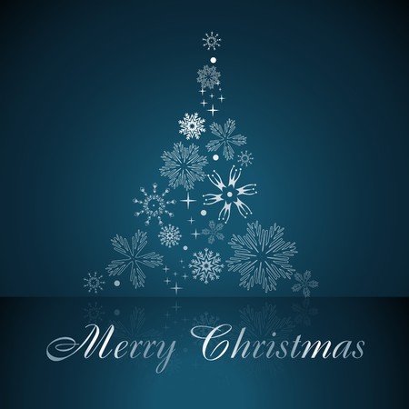 artistic christmas tree design on blue backgroundのイラスト素材