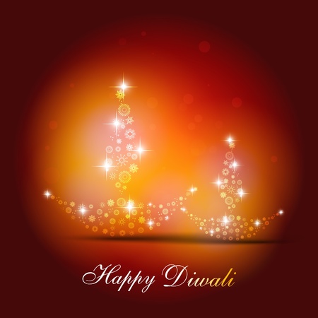 beautiful diwali diya on artistic backgroundのイラスト素材