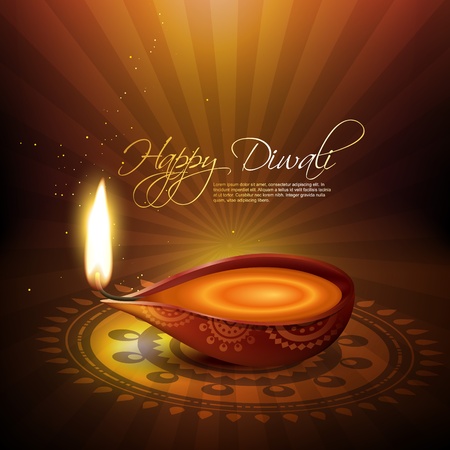 beautiful artistic diwali diya vector illustrationのイラスト素材