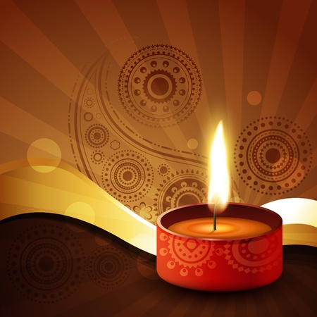 diwali diya on stylish vector backgroundのイラスト素材