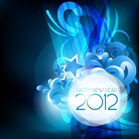 stylish blue theme happy new year backgroundのイラスト素材