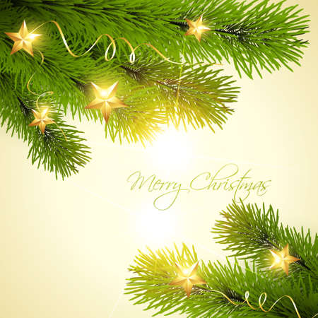 beautiful vector pine christmas tree backgroundのイラスト素材