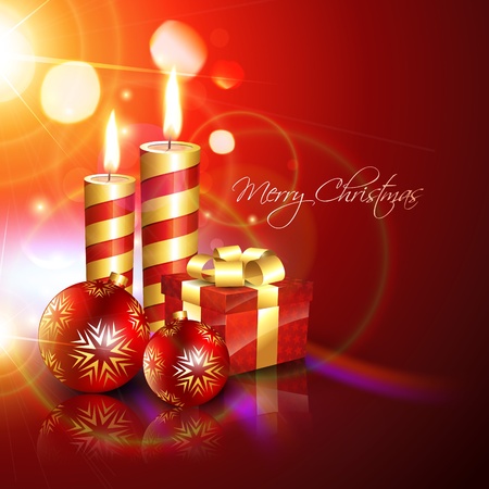 beautful christmas background with candle and gift boxのイラスト素材