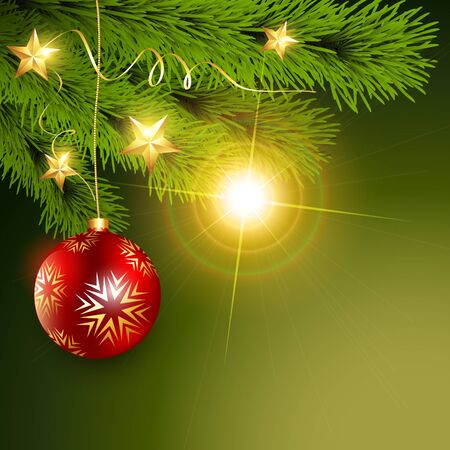 stylish christmas ball hanging from treeのイラスト素材