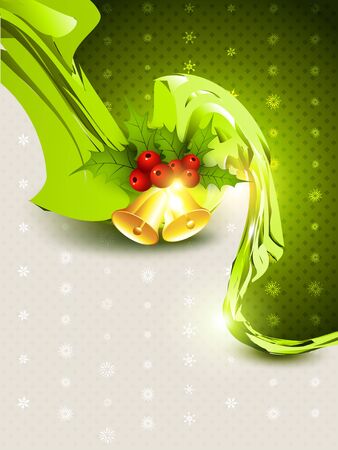 vector christmas illustration with golden bellのイラスト素材