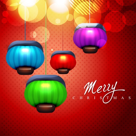 vector hanging christmas lamps illustrationのイラスト素材