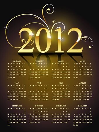 golden happy new year calender designのイラスト素材
