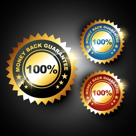 stylish golden money back guarantee label signのイラスト素材