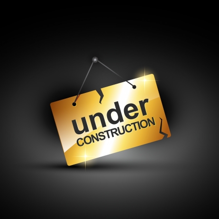 vector under construction sign in shiny golden colorのイラスト素材