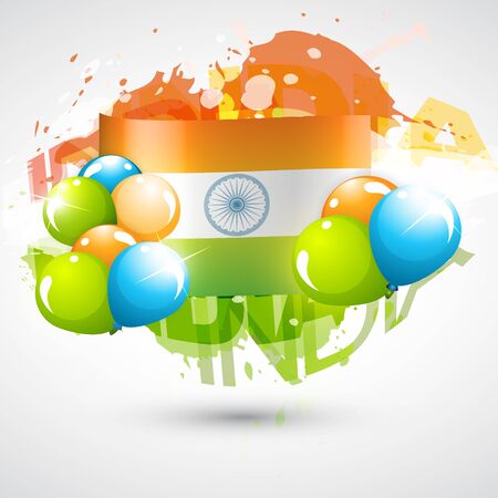 abstract style indian flag design with balloonsのイラスト素材