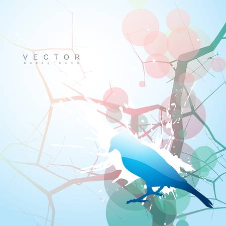 abstract style background with birdのイラスト素材