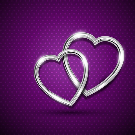 beautiful shiny metallic heart illustrationのイラスト素材
