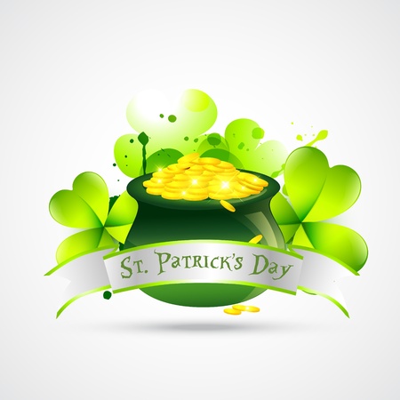 st. patricks day cauldron with gold coinsのイラスト素材