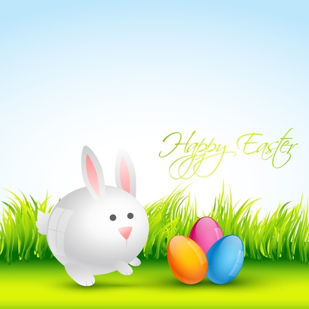 cute colorful easter bunney with eggs designのイラスト素材
