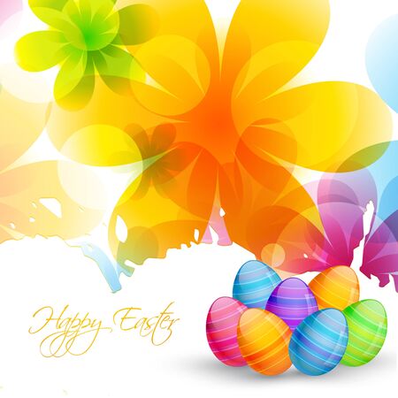 beautiful easter eggs on colorful backgroundのイラスト素材