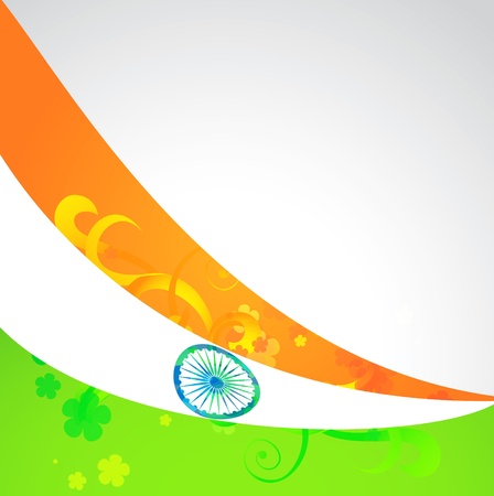 indian vector flag in wave style backgroundのイラスト素材