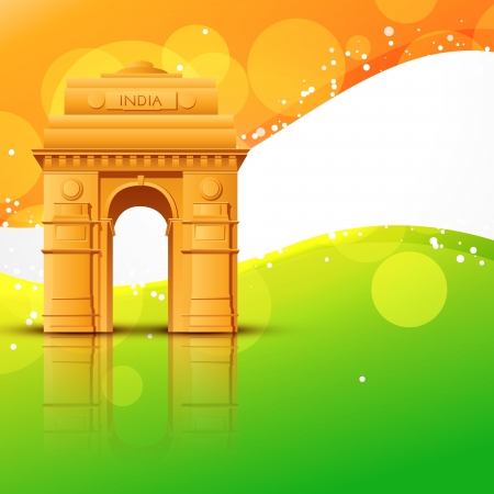 vector india gate with indian flag designのイラスト素材