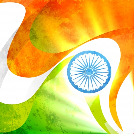 indian flag in grunge style vector backgroundのイラスト素材