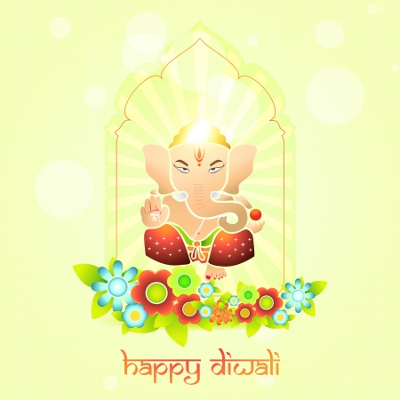 beautiful indian god ganesh on colorful backgroundのイラスト素材