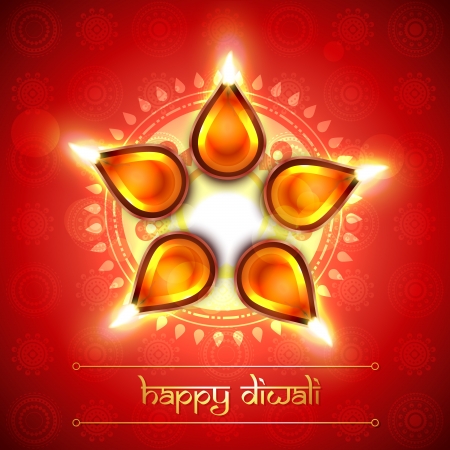 shiny artistic glowing diya illustrationのイラスト素材