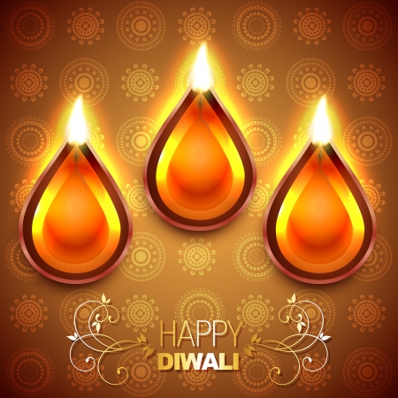 beautiful shiny diya on background illustrationのイラスト素材