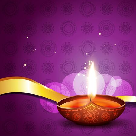 hindu festival diwali diya on artistic backgroundのイラスト素材