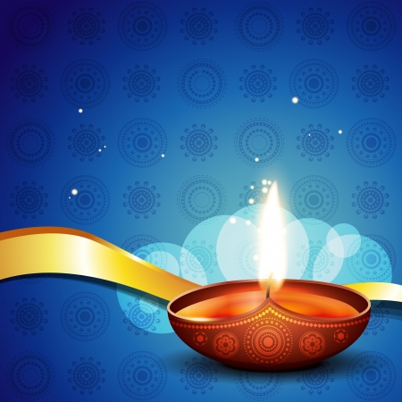 stylish diya on artistic background illustrationのイラスト素材