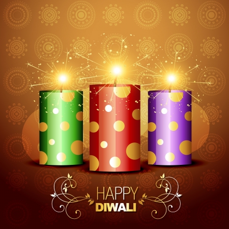 stylish shiny diwali crackers background illustrationのイラスト素材
