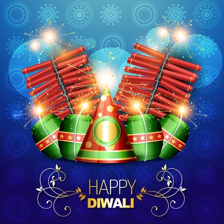 vector diwali crackers background illustrationのイラスト素材