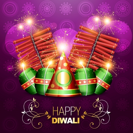 vector set of diwali crackers backgroundのイラスト素材
