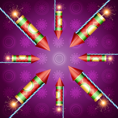 vector diwali crackers on artistic backgroundのイラスト素材