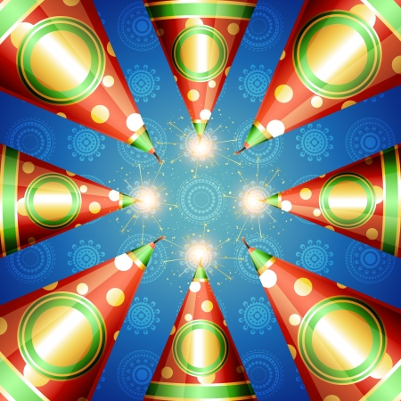 stylish shiny diwali crackers background illustrationのイラスト素材