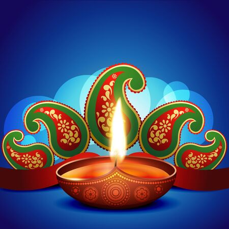 beautiful artistic diwali diya designのイラスト素材