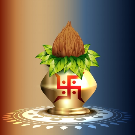 beautiful hindu worship kalash vector designのイラスト素材