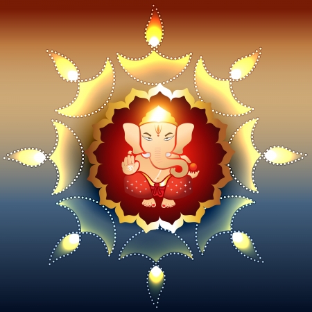 beautiful illustration of hindu lord ganeshのイラスト素材