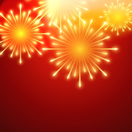 beautiful fireworks on red backgroundのイラスト素材