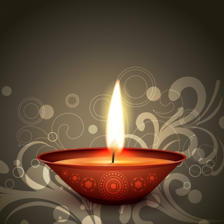 stylish indian festival diwali diya on dark backgroundのイラスト素材