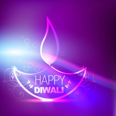 creative diwali diya on purple backgroundのイラスト素材