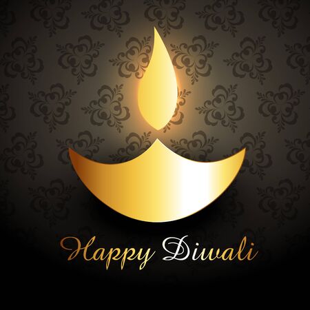 shiny golden vector diwali diya design illustrationのイラスト素材