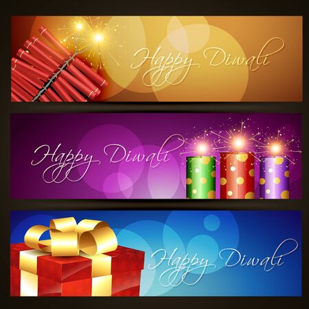 set of diwali headersのイラスト素材