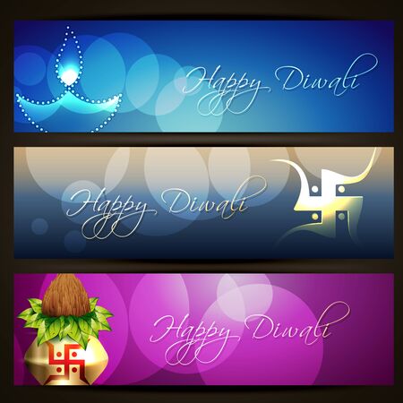 set of beautiful diwali headersのイラスト素材