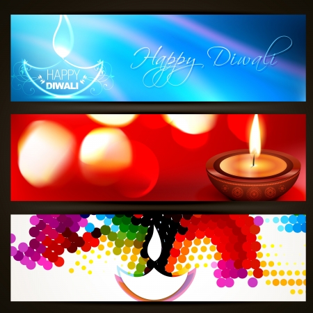 stylish set of diwali headersのイラスト素材