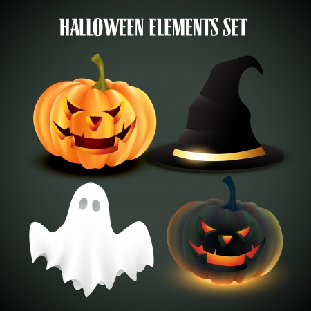 vector set of halloween elementsのイラスト素材