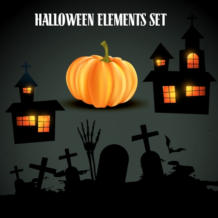 vector set of halloween elementsのイラスト素材