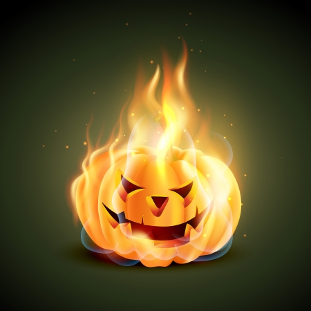 vector burning halloween pumkinのイラスト素材