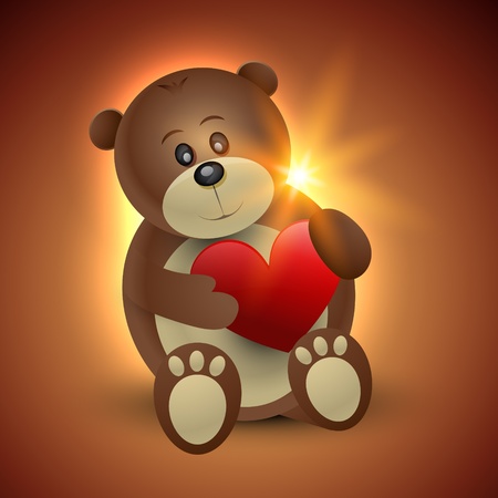 vector happy bear holding heartのイラスト素材