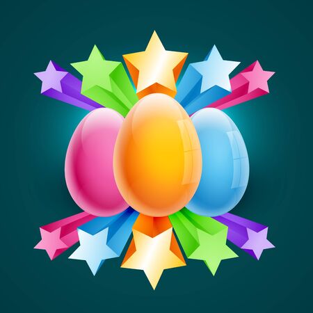 vector colorful easter background design with starsのイラスト素材