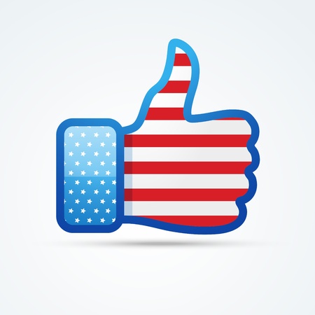vector social thumb with american flagのイラスト素材